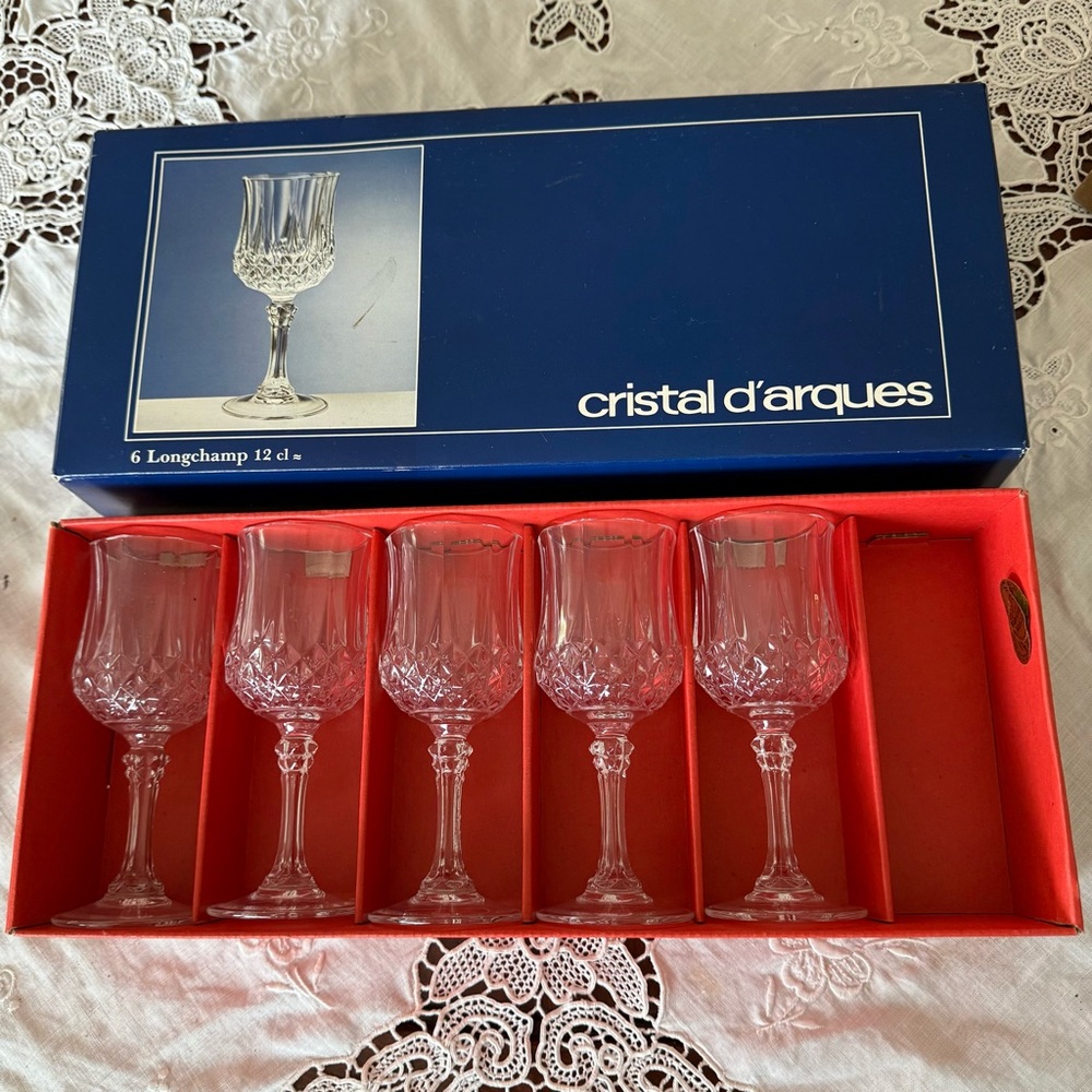 5 x Cristal d’Arques Longchamp Crystal Wine Glasses